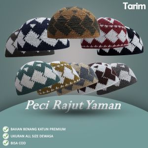 Peci Rajut Yaman Hadramaut Polos Warna dan motif Random