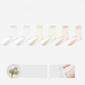 Antibacterial and Odor-Resistant Cotton Socks White Mid-Calf