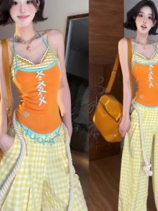 chaqi | Áo ba lỗ không tay ôm vừa vặn mùa hè cho nữ Dopaamine Butterfly Knot Hollow Out Neck Strap Vest Thiết kế thời trang công sở