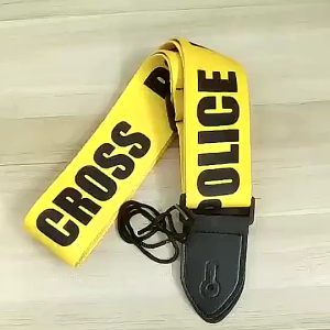 Guitar Strap Adjustable Electric & Acoustic Guitar Strap Leather Ends Red Flame Yellow Letters