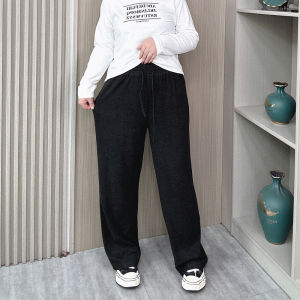 Spring Autumn plus Size Womens Straight Leg Pants Loose Comfortable Drapey Waist Elastic Casual Trousers Korean Style High Waist Long Pants