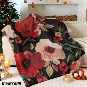 Beast Kingdom | Dark Romantic Floral Winter Summer Flannel Blanket Throw Fleece Soft Fuzzy Plush Cozy Fleece Blankets for Sofa Ideal Gifts