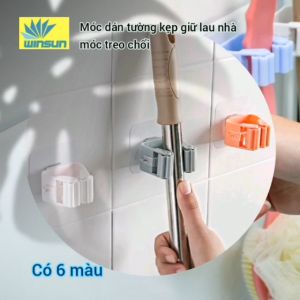 Giá treo chổi và cây lau nhà đa năng Móc treo cây lau nhà dán tường thông minh