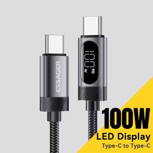 100W Braided Cable USB A to Type C Fast Charge Cable Cord for Xiaomi Samsung Huawei Realme With Led Digital Display Cable