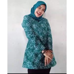 BAJU BATIK SERAGAM PKK TERBARU2025 HIJAU TOSCA Full Lapis Dalam Furing