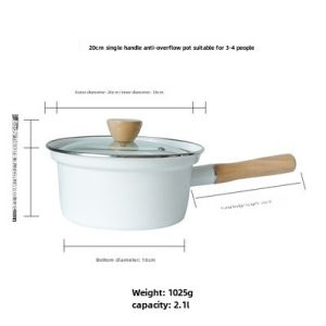 [Flaw] Enamel Enamel Thickened 18cm Single Handle Milk Pot Enamel Pan Soup Pot Induction Cooker Pot for Gas Stove Can Be Boiled
