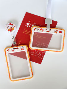 Cartoon Kitty Double-Sided Transparent Lunch Card Holder Bus Pass Accessory Horizontal Layout ID Badge Nurse Lanyard Work Permit