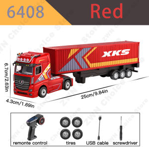 WLtoys | WLtoys 6408 1/64 Alloy RC Tractor Truck with Light 4WD Horn Independent Control Liftable Container Cruise Control RC Car Kid Toy