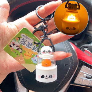 Cute Cartoon Cat Mini Lamp Keychain Camping Backpack Pendant Girls School Bag Decorations Creative Gift Keychain PVC+Hardware