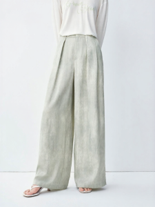 PEACEBIRD | Summer Loose Fitting Satin Wide Leg Trousers