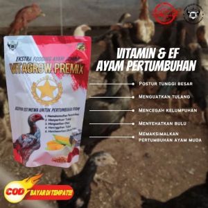 VITAGROW Premix 200Gram Untuk Pertumbuhan tulang dan ukuran ayam Jumbo