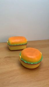 Happily Baby Hamburger Lunch Box for Kids: A Cute 3-Layers Burger Bento Box Circular Square Tableware
