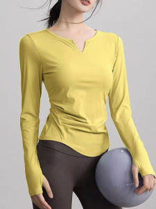 Sleek V-neck Long Sleeve Quick-dry Training Top