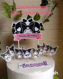 Topper Kuromi Custom Nama untuk Hiasan Kue Ulang Tahun / Ultah Anak Karakter (Toper Cake Sanrio)