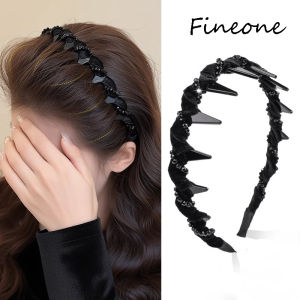Vintage Black Velvet Crystal Wave Top Hairband For Women Girls Fashion Sweet Anti-Slip Toothed Hairband Hair Accessories