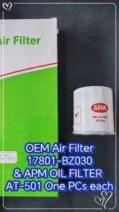OEM AIR FILTER FOR PERODUA MYVI 1.3 & 1.5 & ALZA 17801-BZ030 APM OIL FILTER AT-501 ONE PCS EACH