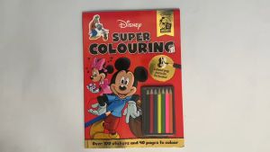 Disney Mickey Super Colouring Book with 8 Colour Pencils & Stickers For Kids To Decorate Play With Mickey Minnie