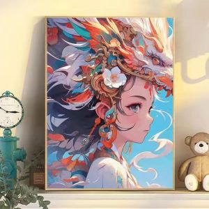 Acrylic Paint By Numbers Girl Painting By Numbers on Canvas Coloring By Number for Adults Paint Digital Art