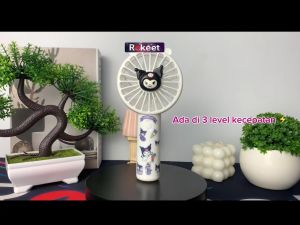 Rokee Kipas Angin Mini Portable Genggam Karakter Kartun Kuromi Cinnamoroll Sanrio Family Rechargeable FREE STICKER LUCU