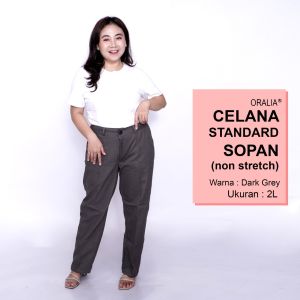 Celana Kerja Kantor Standard Sopan (NON STRETCH) Bigsize  / Celana Wanita Jumbo / Celana Kerja Seragam Wanita Big / Celana Bahan Wanita Formal Super Jumbo Kekinian / Celana Bahan Katun Kantor Kekinian Terbaru Karet Big