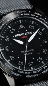 NORTH EDGE Mach sạc bằng năng lượng mặt trời chống nước bằng thép không gỉ Đồng hồ nam thể thao ngoài trời phiêu lưu phong cách quân đội con trỏ huỳnh quang chống va đập đường kính 46mm