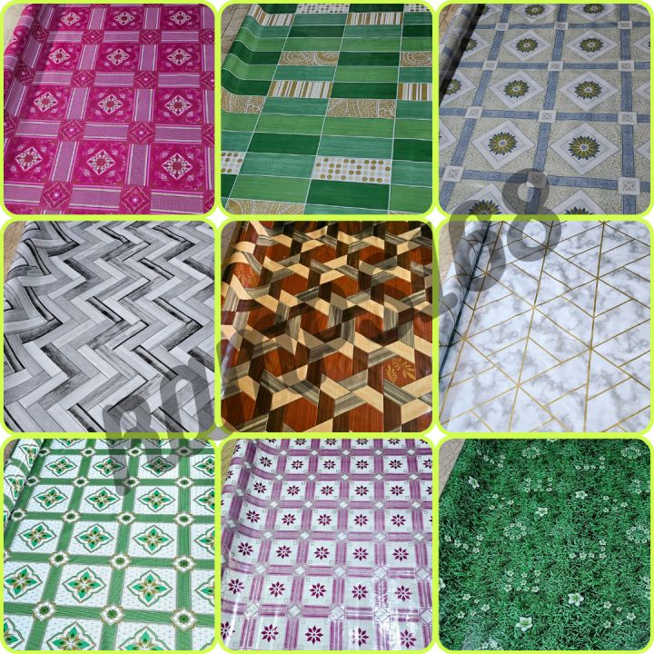 SALE Linoleum Rubberized Floormat Wood Pink Blue Green Brown Gray