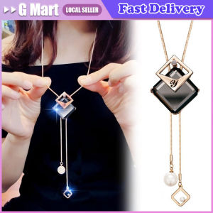 Crystal Zircon Metal Chain Flower Pendant Black Rose Long Necklace Sweater Chain Adjusted Fashion Party Jewerly for Women Luxury Zircon Necklace For Women Long Y-Shaped Necklace Metal Collarbone Chain Summer Holiday Party Body Jewelry Gifts