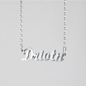 kalung liontin Anak anak ukir nama silver & gold titanium lapis emas