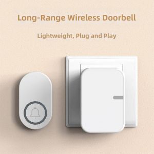 Wireless Long-Range No-Drilling Doorbell with Two Receivers Creative Security Chime