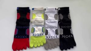 1/5 Pairs Mans Boy Toe Socks Sport Fitness Short Cotton Compression Striped Sweat-Absorbing Outdoor Basketball Five Finger Socks