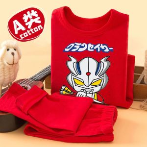 Red Pure Cotton Childrens Underwear Set for Girls 2026 Horse Year Innerwear Thermal Clothes 3 Cotton Sweater for Kids