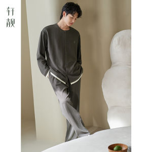 Cotton Long Sleeve New Style Casual Striped Open-Front Mens Pajamas