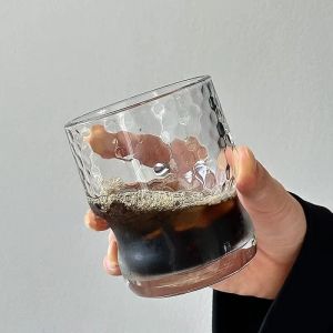 2/4Pcs Raindrop Textured Glass Tumbler Elegant Hammered Drinking Cup for Coffee Milk Tea and Everyday Use