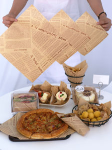 Creative Sandwich Paper Burger Wrapping Paper Yellow English Cowhide Newspaper Food Grade Baking Anti-Oil Separation Paper