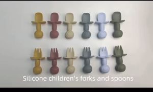 Silicone Spoons & Forks For Babies Self Feeding Practice