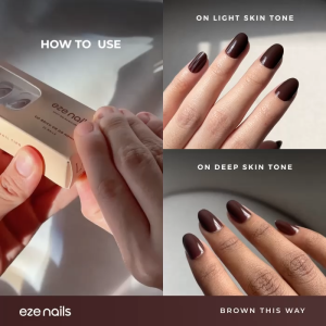 (NEW) Eze Nails - Brown This Way Spot On Manicure (Kuku Palsu Tempel)
