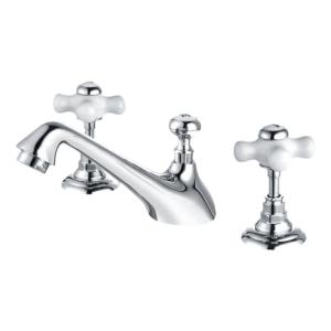 AZOS | Double Handle Three Holes Separate Bathroom Faucet For Washbasin Copper