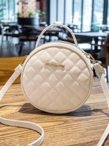 Fashionable Diamond Pattern Mini Phone Casual Crossbody Womens Handbag Soft PU Leather round Shape Handbag for Young Women
