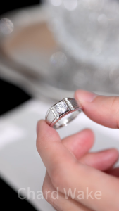 Chard Wake-Cincin Pria Couple Berlian Sertifikat GRA Cincin Cowok Adjustable Tunangan Pernikahan Fashion Ring Pria