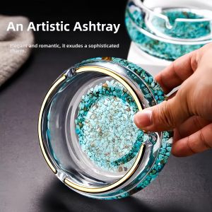 Turquoise Crystal Glass Smoke Ashtray Elegant Creative Ornament
