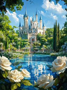 Jigsaw Puzzle 500/1000/1200/2000PCS Garden Castle Rose Landscape Artwork Stress Relief Puzzle Wall Art Decor Gift