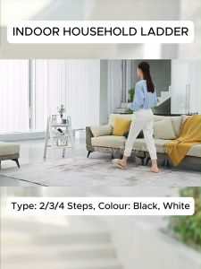 2/3/4 Steps Wide Pedal Steel Ladder Foldable Step Ladder Space Saving Anti-Slip Pad Indoor Lightweight Household