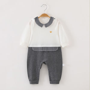 Cotton Romper Baby Girl Spring Autumn Outfit Floral Print Square Collar Onesie Comfortable Soft Cotton Polyester Blend