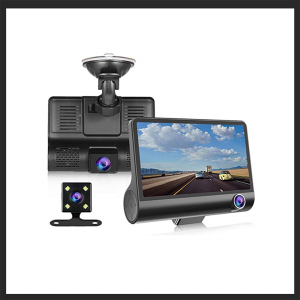 Car Dash Cam for Car With Wide Angle HD 1080P 3 Lenses Driving recorder Rearview Mirror 64GB Memory Card Vehicle Monitoring Front And Rear Dual Cameras