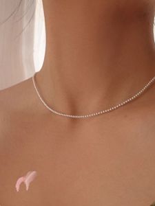 สร้อยคอไข่มุกทรงกลมบางเฉียบสำหรับผู้หญิง ดีไซน์ฤดูร้อน 2023 สร้อยคอไข่มุกขนาดเล็ก สร้อยคอไข่มุกแบบคล้องคอ ชิ้นส่วนอื่นๆ