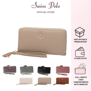 Swiss Polo Ladies PU Leather Full Zipper With Strap Long Purse - Multi Colour SLP 13