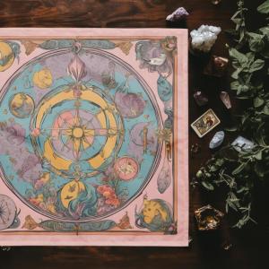 【Floral Vine Star Moon】Art Nouveau Tarot Tablecloth Astrology Divination Decor Spiritual Ritual Tablecloth
