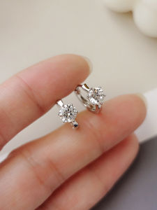 S925 Sterling Silver Six-Claw Inlaid Rhinestone Earrings Female 2024 New Arrival Trendy Best Selling Unique Elegant Ear Studs Earrings Ear Clip
