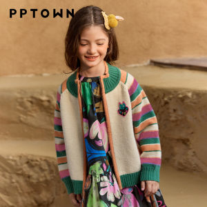 PPTOWN | Cute and Leisure Knit Zip-up Cardigan Sweater for Girls