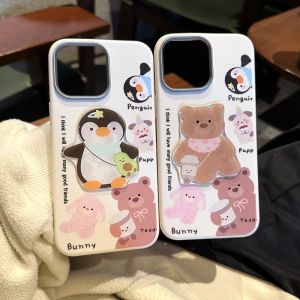 Bao da búp bê mèo thạch mrhaha cho Xiaomi 11 Lite Redmi 9 9A 9C 10 10c 12c A1 13C A3 14C Note 9 10 11 12 13 K60 K70 4G 5g gấu hoạt hình dễ thương chim cánh cụt da phong cách cổ điển đơn giản đầy màu sắc ốp Ốp điện thoại chống sốc